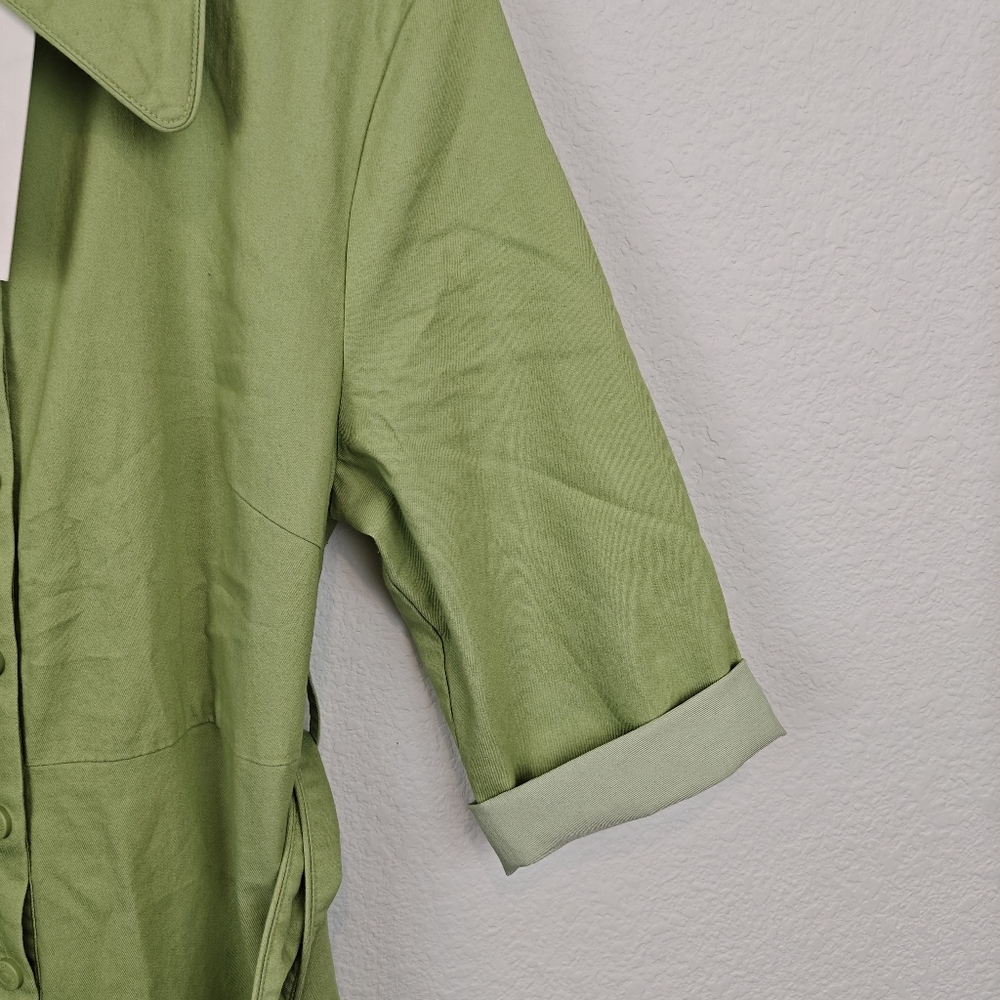 House Of Sunny NWT Golden Years Lime Green Belted 3/4 Sleeves Jumpsuit Sz 8 - Picture 9 of 15